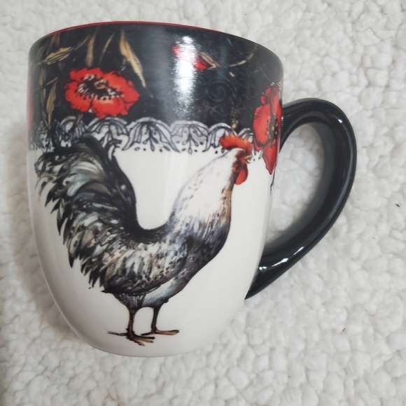 Cracker Barrel set 2 Coffee Mugs Cups Rooster stoneware Farm Western Country - Picture 3 of 6